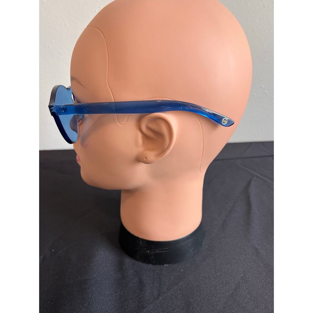 Wear Me Pro Bailey Blue Trendy Rimless Shield Sunglasses Y2K Futuristic Festival - Picture 4 of 10